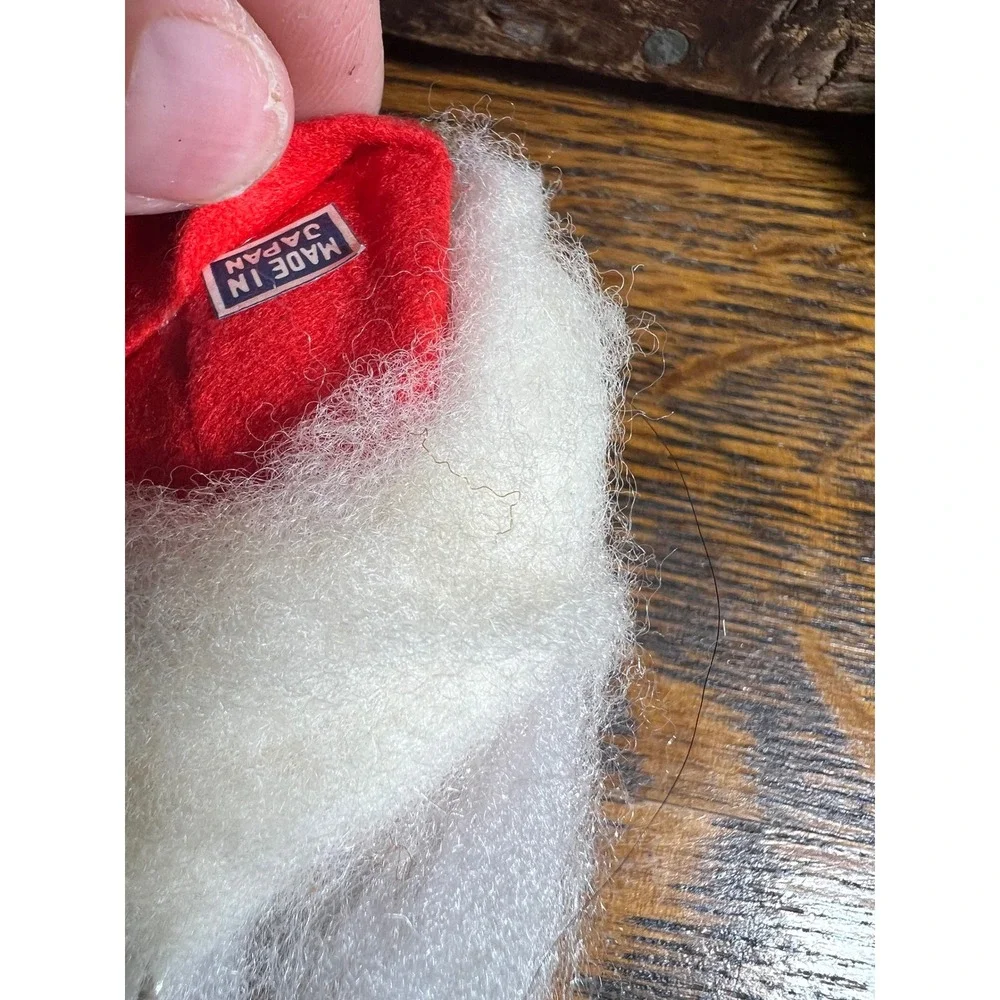VTG Santa Claus Head Pick Christmas Ornament Made in Japan Red Felt Hat 5in